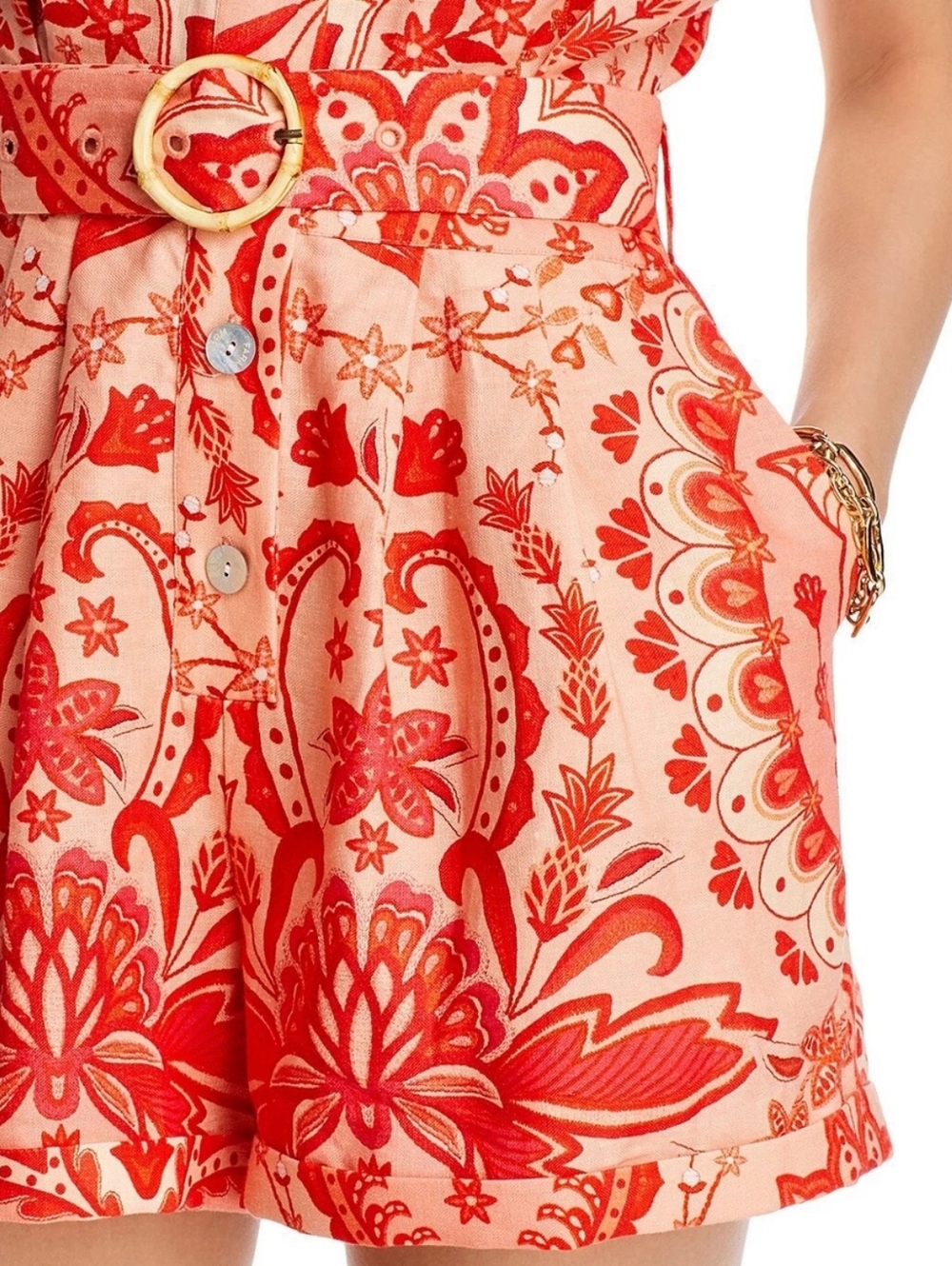FARM Rio 100% Linen Jaipur Floral Paisley Romper - Picture 6 of 14
